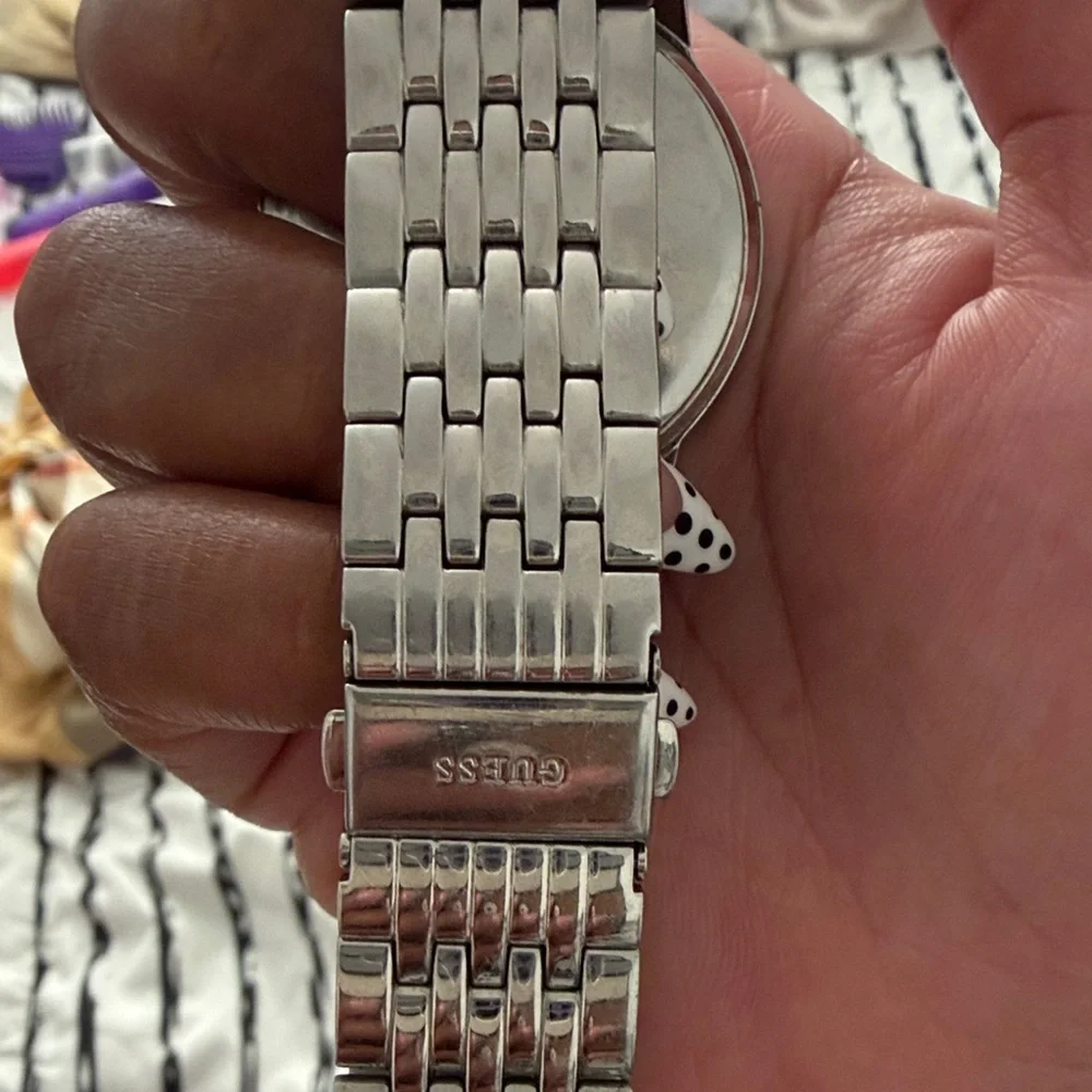 Guess Silver Timepiece with Roman Numerals